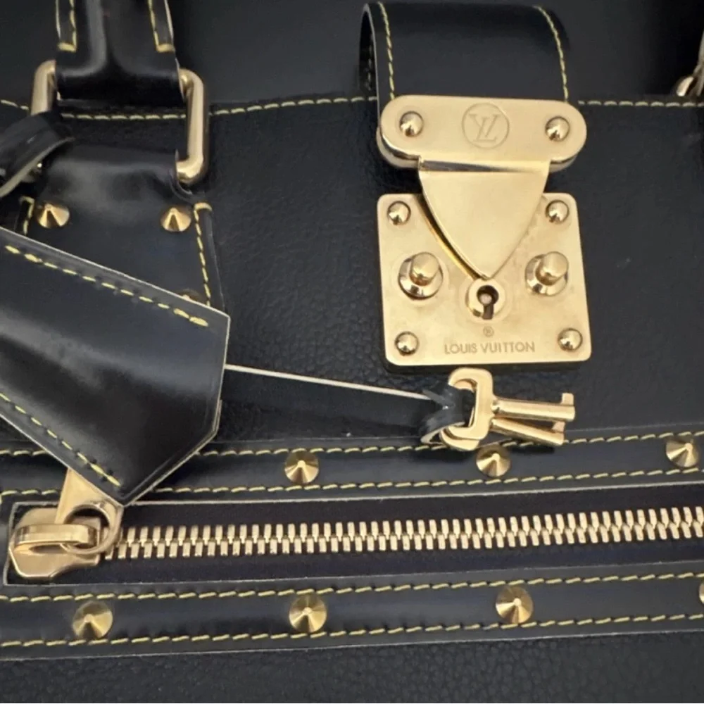 Louis Vuitton Black Leather Satchel with Gold Hardware - Picture 9 of 15